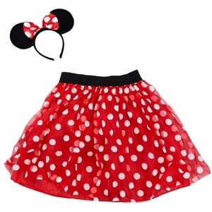 Minnie Inspired Red Polka Dot Tulle Skirt + Headband Set